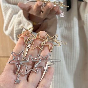 Hollow Star Hair Clip Women Stars Cute Barrettes Acessórios de cabelo de moda prateada dourada