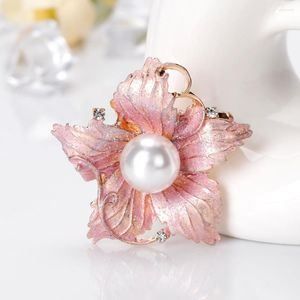 Broszki Pearl Emali Flower for Women unisex Piękny różowy impreza ślub codziennego biura ubrania broszka