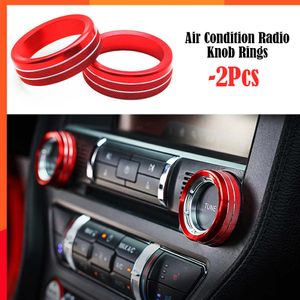 Yeni en son 2 adet klima radyo düğmesi halkaları AC kontrol anahtarı düğmesi Dekoratif halka kapağı Ford Mustang 2015-2020 Ses Döşeme