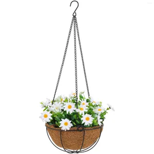 Decorative Flowers 1 Pc Colorful Vivid Realistic Beautiful Hanging In Basket With Fake