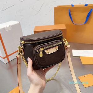 Designer -Chain Cross Body Bag Chest Pack Letter Women Axelväskor Dragkedja Handväskor Guld Hårdvara Melltelefonficka avlägsnande remmen liten myntväska