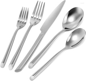 Dinnerware Sets Silverware Set Flatware Stainless Steel Cutlery Mirror Polished Streamlined Handle Kitchen Dishwasher Safe Service For 4