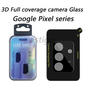 Full täckning 3D Camera Lens Glass för Google Pixel 8 7 7A 6A 6 Pro Camera Protective Glass Screen Protector med Retail Box -paketet