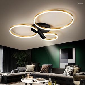 샹들리에 현대 샹들리에 조명 골드 링 광택 LED 램프 거실 침실 회의 천장