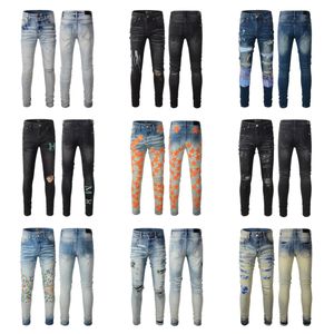 Luxurys designers jeans oroliga Frankrike mode Pierre rak herrcyklisthål stretch denim casual jean män mager byxor 28-40