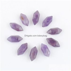 Lose Edelsteine Großhandel 20 Stücke Sechseckige Heilung Spitz Reiki Chakra Naturstein Amethyste Opal Kristall Kein Loch Anhänger Perlen Je Dh0Ou