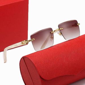 Designer Brand Fashion Occhiali da sole Luxury Outdoor Summer for Women Factory Eyewear Carti Glasses New Leopard Head Frameless Men Personalità maschile con ottica miope