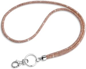 Commercio all'ingrosso nuovo tutt'intorno Bling Crystal Leather Neck Strap Lanyard Badge Keys Holder ID regalo carino strass