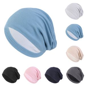 Nya unisex kvinnor män bomullslätt mössor stretch baggy slouchy hatt hip-hop hattar skidskalle ben kemo mössa håravfall huvudduken