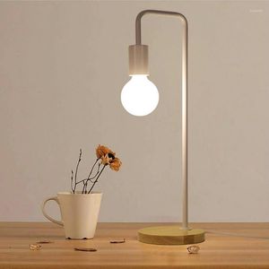 Table Lamps Modern Led Desk Light Wood Base 220V E27 Edison Bulb Vintage Lamp Stand For Bedroom Study Office Multi Color