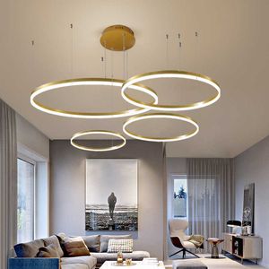 Pendant Lamps Modern 5 Round Ring Led Pendant Lights Dimmable for Bedroom Table Dining Living Room Chandelier Hoops Decor Lusters Luminaires G230524