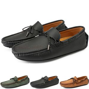 Mode Herren Freizeitschuhe Drive Bequeme Atmungsaktive Tägliche Männer Leder Scrub Hundred Freizeit Schwarz Slip On Man Faule Überschuhe Turnschuhe Jogging Walking Schuh A111