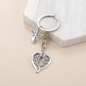 Ny Guardian Angel Keychain Heart Shaped Wings Key Ring Healing Key Chains For Women Handbag Accessorie Car Hanging DIY SMYCKE