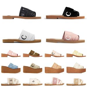 wholesale Sandals Comfortable Canvas slippers Flat Heel Platforms lace Lettering women shoes Woody Flat slippers Beach Wedding Grey blue hot Activity slippers