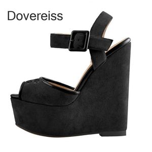 Scarpe Eleganti Dovereiss Moda Sandali Estivi Donna Zeppe Punta Aperta Piattaforma Sexy Fascia Stretta Colore Puro Consice 44 45