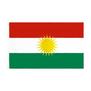 Banner Flags Custom Kürt Ulusal Bayrak 90x150cm Asma Polyester 2 tarafı baskılı kırmızı beyaz yeşil Kürdistan bayrakları G230524