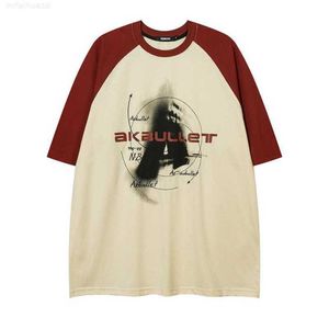 T-shirt da uomo 2023 Summer High Street Loose Couple Net Red Girl Fried Raglan manica corta