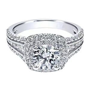 18k Platinum Plated Imitation Zircon Ring with Double Layer Super Sparkling Ring for Women in Europe and America