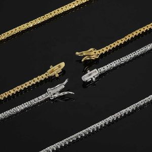 Juncheng 2mm Gra VVS Moissanite S925 925 Sterling Silver 10K 14K Gold Metated Chain Tennis Necklace