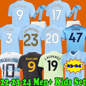 22 23 24 Erling Haaland Mans Cities voetbalshirts Phillips Agueroooo Anniversary Grealish de Bruyne Foden 2023 2024 Manchesters voetbaltops Shirts Kids Kit