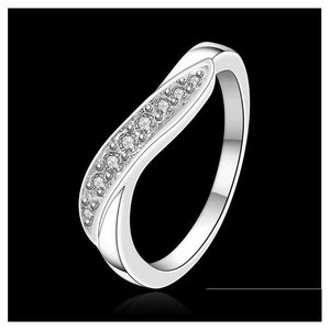 Üç Taş Halkası Kadın Sterling Sier Kaplama Zirkon Twisted Ring GSSR159 Moda 925 Plaka Damla Teslimat Takı DH3QS