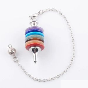 Pendant Necklaces Natural Stone Pendum Wicca Dowsing Reiki Wheels Of Life Jewelry 7 Chakra Pendums Women Man N3669 Drop Delivery Pend Dhcgb