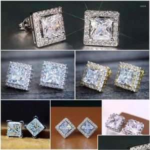 Kolczyki stadniskie Caoshi Trendy Princess Cut CZ dla kobiet wszechstronne akcesoria nowoczesny styl estetyczny stylowa biżuteria dr dhgarden dh9lt