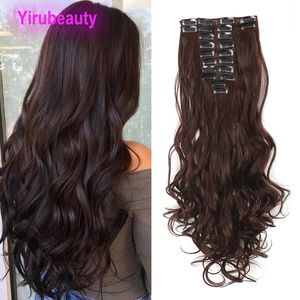 Synthetic Hair Clip-in Hair Extensions 22inch High Temperature Fiber 12 Pieces/lot 2# 1B# 30# 33# Color
