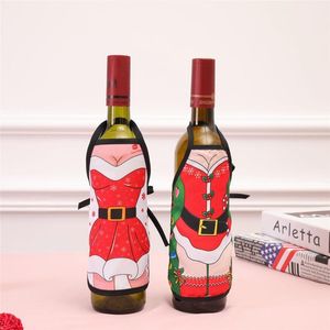Christmas Decorations 5PCS Small Apron Bottle Wine Cover Sexy Lady/Xmas Dog/Santa Red Wrapper Holiday Clothes Dress U31