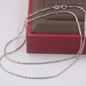 Kedjor Pure 18K White Gold Chain Unisex Luck Full Star Link Necklace 16-18Inches