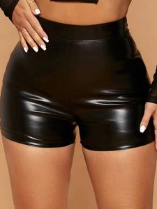 Damen Shorts 2023 Sexy Nachtclub Leder Shorts Frauen Hohe Taille Bodycon Push Up Schwarz Kurze Jogger Sport Fitness Weibliche Sexy schlanke Shorts Y23