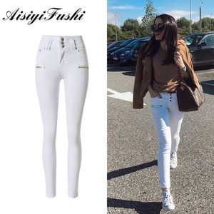 Dżinsy aisiyifushi dżinsy kobiety białe dżinsy spodnie nowe chude dżinsy kobiety wysoko talii dżinsowe dżinsowe wiosna 2023