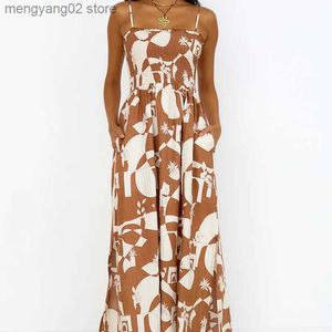Casual Dresses 2023 Summer New Fashion Casual Women's Print Wrapped Chest Print Strap Flower Dress T230524