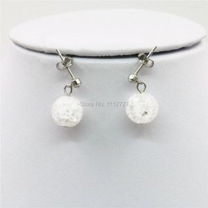 Studörhängen 10mm White Crystal Stones Chalcedony Balls Gifts Earbob Ear Women SMYCKEL Making Girls Accessories