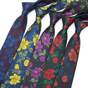 Neckband slipsar mäns affär koreansk version retro mode 7 cm blommig brittisk casual frostad skjorta brudgummen bröllop bolo för män