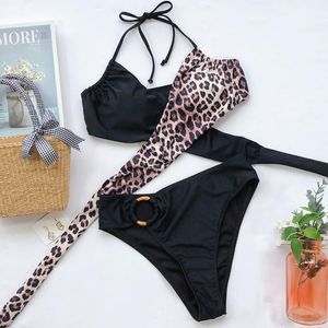 Damenbadebekleidung JNZFXES 2023 Sommer Frauen Leopard Patchwork Mini Tanga Bikini Weibliche Sexy Badeanzüge LYC25