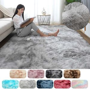 Large Plush Carpet Living Room Decoration Tie-Dye Soft Fluffy Rug Thick Bedroom Carpets Anti-slip Washable Floor Mats