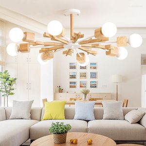 Chandeliers Arrival LED Chandelier Wooden Lustres For Living Room Wood Dining Lights Modern Ceiling Mounted Lighting