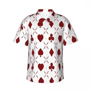 Erkek sıradan gömlekler erkekler kısa kollu kırmızı poker kalpler kulüpler ve elmaslar gömlek plaj kıyafetleri kişilik üstleri