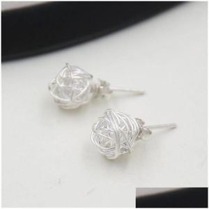 Orecchini a bottone Jinse S925 Sterling Sier Fashion Ladies Hollow Bird Nest Gioielli tailandesi Anti Allergia Earing 10.50Mm 2.40G Drop De Dhgarden Dhodp