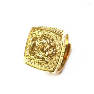 Cluster Rings Domineering Tiger Head Men 's Ring Luxury Gold Color Resizable To 7-11 Finger Jewelry Never Fade