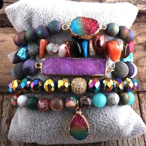 Bangle RH Fashion Boho Stones Stones Beadered Bracelet Ricmas Y Druzy Charms 5pc Браслеты наборы для женщин ювелирные изделия рождественские каникулы Dropleshift Dropshift Dropshift