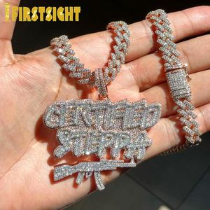 Halsband Ny Iced Out Bling CZ AK47 Gun Pendant Halsband kubik zirkoniumbokstav certifierade steppa halsband män mode hip hop smycken