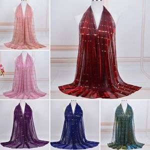 Женщины хиджабс Исламские женские блестки шифоновый длинный шаль шарф с полной обложкой