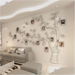 Wall Stickers Tree Po Frame Sticker Diy Mirror Decal Home Decoration Living Room Bedroom Poster Tv Background Decor 210310 Drop Deli Dhkzi