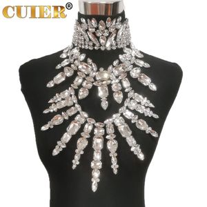 Kolyeler Cuier lüks cam kristal çok katmanlı kolye kadınlar için değerli taşlar ceza takı dergisi tv şovu için moda takı