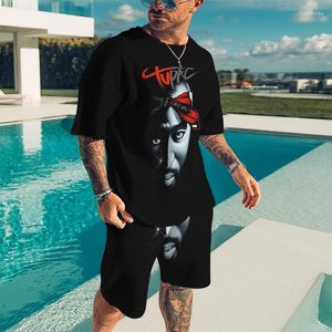 Herrspårssuits Super Men's Fashion Informal Wear 20233 Summer Character Idol ZD Digitalisering Tryck T-shirt Shorts Group S