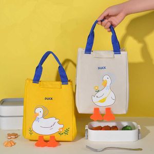 Zaino in spalla Packs Hot Bento Lunch Adatto a donne e bambini Cute Little Yellow Duck Isolamento spesso Cooler Food Box Borsa da picnic da lavoro portatile P230524