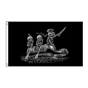 Flagi banerowe 90x150cm 3x5fts Funny Skull Skeletons Sea Voyage Pirate Sailors Flag G230524