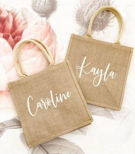 Gift Wrap Personalized Bridesmaid Beach Bag Wedding Tote Burlap Bags Custom With Name Mother's Day Wifey For Her